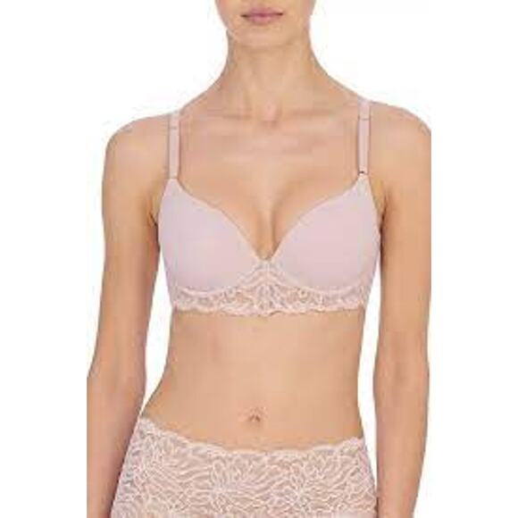 Natori Womens 36DD Embolden Contour Underwire Bra Pink Lace Boning Smooth 721282 - Picture 1 of 11